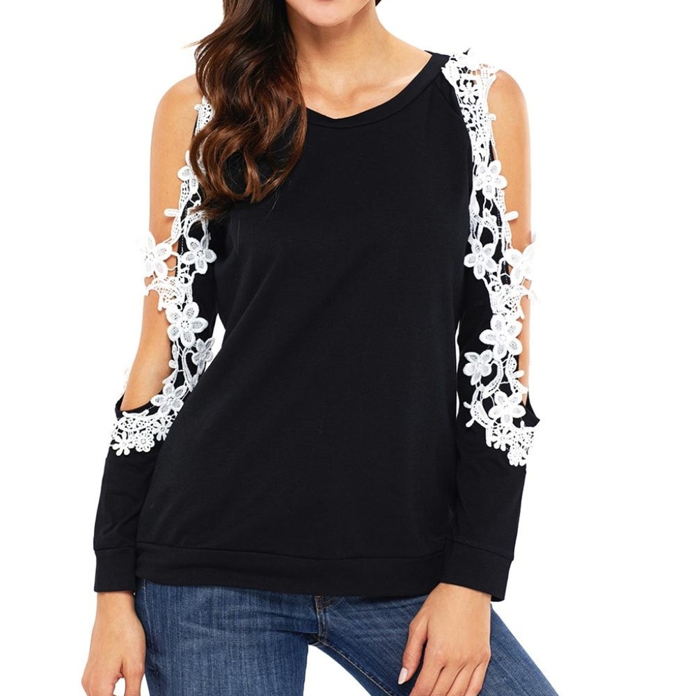 LAST ONE! Lace trim cut out sleeve top